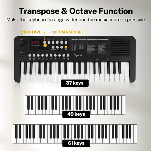 Miniatura 4 de POGOLAB MK1 Piano de teclado para niños de 37 teclas, mini piano portátil multifunción con excelente calidad de sonido, altavoz integrado y pantalla