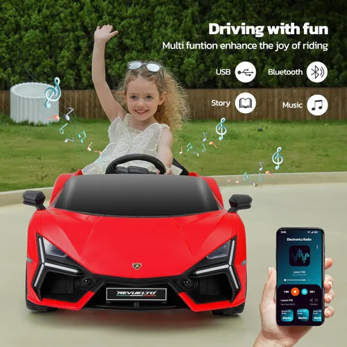 Miniatura 4 de ELEMARA Coches eléctricos Lamborghini para niños con puertas de tijera, coche de batería con control remoto para niños, coche de paseo de 12 V