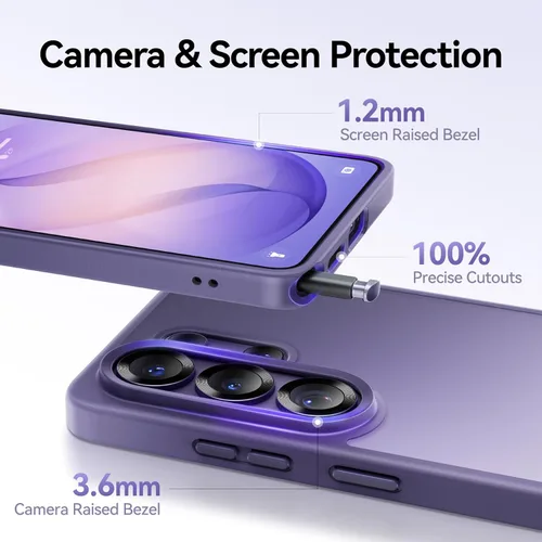 Miniatura 8 de CASEKOO Funda violeta para Samsung Galaxy S26 Ultra de 6.9 pulgadas, protector de cámara, protección de grado militar de 16 pies, antihuellas