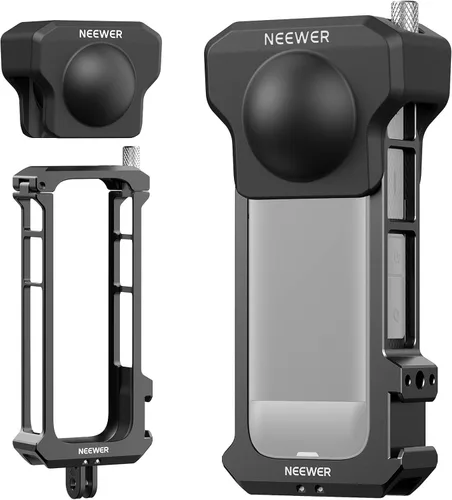 NEEWER Jaula de cámara para Insta 360 X4, funda protectora compatible con Insta360 X 4, plataforma de video de aleación de aluminio de liberación