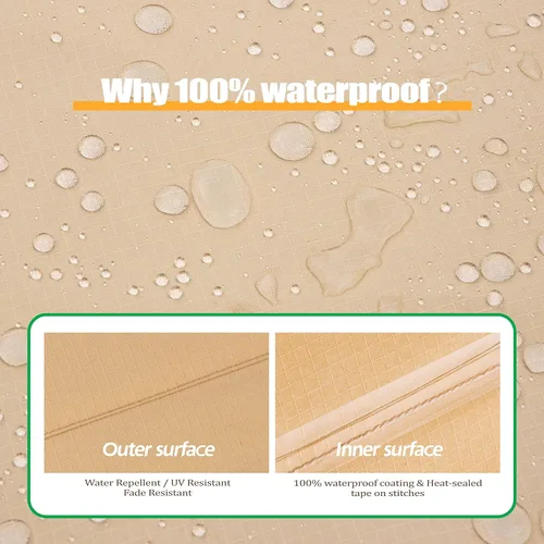Miniatura 5 de F&J Outdoors Funda impermeable resistente a los rayos UV para silla de patio de asiento profundo, silla de comedor, 35" de ancho x 39" de Beige
