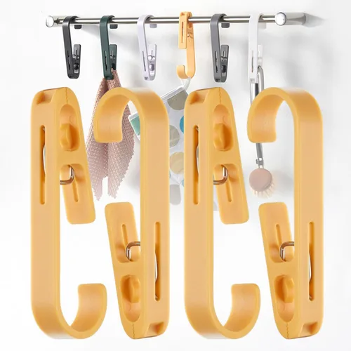 Miniatura 14 de iBetterLife Alfileres de ropa resistentes para exteriores, 8 ganchos grandes para ropa sucia con clips, abrazaderas organizadoras de armario