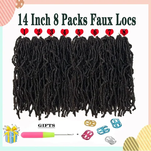 Miniatura 3 de Rastas cortas de ganchillo de pelo sintético de 14 pulgadas, 8 paquetes, nuevas rastas onduladas de ganchillo, trenzas de diosa suaves de ganchillo