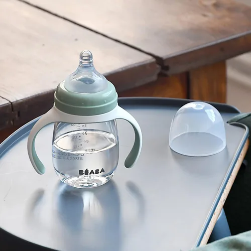 Miniatura 7 de BEABA - Vaso para beber 2 en 1 de transición para beber, antiderrames, incluye asas extraíbles, pezón de silicona para biberón y boquilla suave, 7