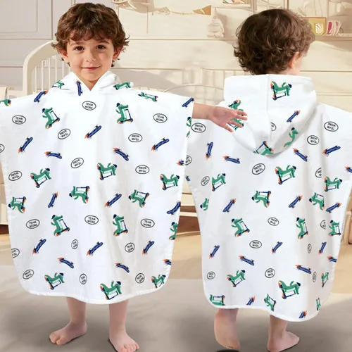Miniatura 21 de Toallas tipo poncho con capucha para niños pequeños, de gran tamaño (2-4 años, 22 x 22 pulgadas), hechas de 100% algodón suave, toallas absorbentes