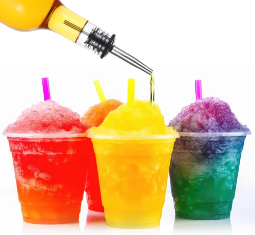 Miniatura 2 de 8 juegos de botellas de plástico de 25 onzas, botellas de jugo de jarabe de cuello largo con vertedor y tapas, recipiente de plástico a prueba