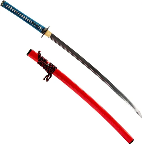 Miniatura 9 de HMS Samurai Katana Sword, Practical, Hand Forged, 1045 Carbon Steel, Heat Tempered/Clay Tempered, Full Tang, Sharp, Scabbard Blanco-dragón-951A