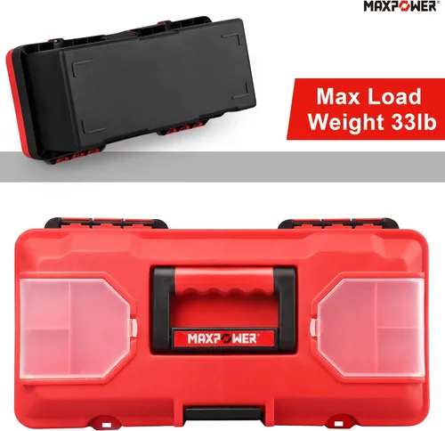 Miniatura 7 de MAXPOWER - Caja de herramientas pequeña de 14 pulgadas, con asa, bandeja extraíble con doble bloqueo de seguridad, caja de herramientas de plástico