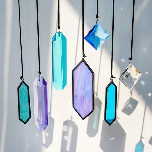 Miniatura 9 de HDCRYSTALGIFTS 7 piezas de prismas de cristal atrapasoles para colgar en ventanas, atrapasoles de cristal arcoíris colgantes para ventanas
