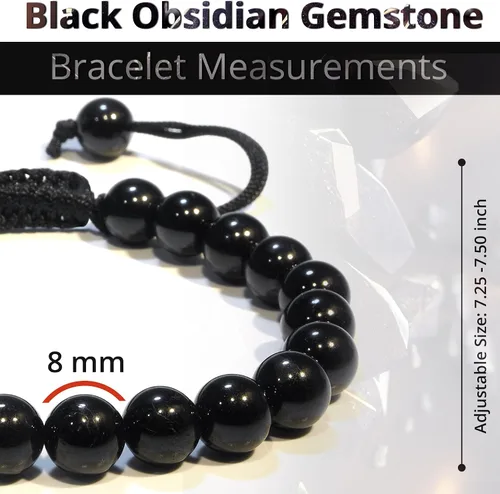 Miniatura 239 de Adjustable Crystal Bracelet – Gemstone Bead Bracelet with Adjustable Macrame String – Chic Gemstone Bracelet for Men and Women – 8mm Round Healing
