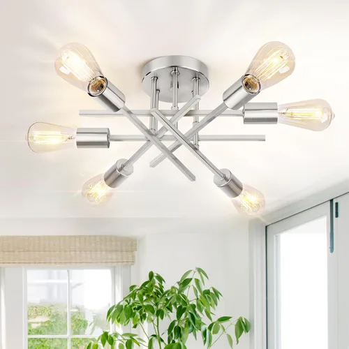Miniatura 11 de TOBUSA Lámpara de techo semiempotrada color negro mate, moderna Sputnik cerca del techo, lámpara de techo para dormitorio, cocina, sala de estar