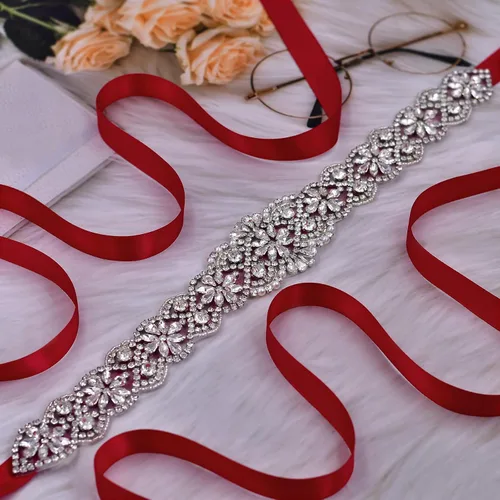Miniatura 31 de azaleas Cinturón de boda fino de cristal para mujer, cinturón de novia para boda, dama de honor, accesorios de vestido de niña de las flores, 16