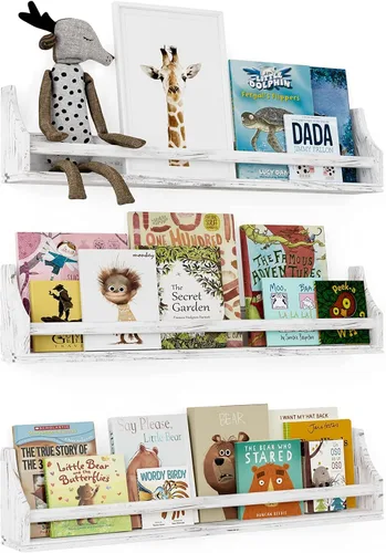 Miniatura 4 de Angel - Estantes flotantes de 30 pulgadas para decoración de pared, estante de almacenamiento de juguetes y estantes de libros para guardería