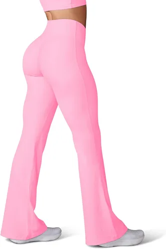 Miniatura 15 de HEGALY Pantalones de yoga acampanados para mujer, leggings cruzados, suaves, de cintura alta, pantalones casuales de entrenamiento con corte de bota