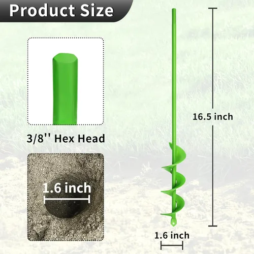 Miniatura 2 de Broca de taladro para plantar, broca en espiral de longitud extendida de 1.6 x 16.5 pulgadas, para bombillas, flores y plantas de cama, se adapta a