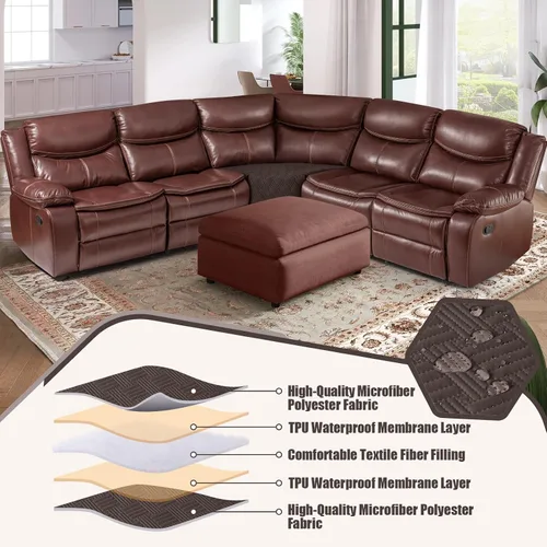 Miniatura 4 de KinCam Fundas impermeables para sofá modular reclinable, fundas de sofá reclinable de gran tamaño para sofá en forma de L, funda de sofá Chocolate