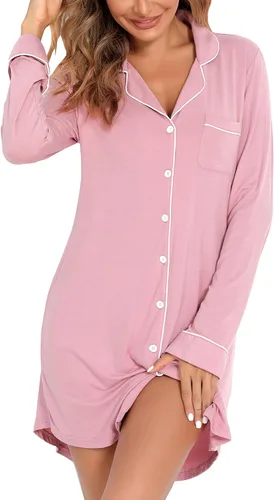 Miniatura 4 de Camisones para mujer, con botones, manga corta, camisón de pijama suave