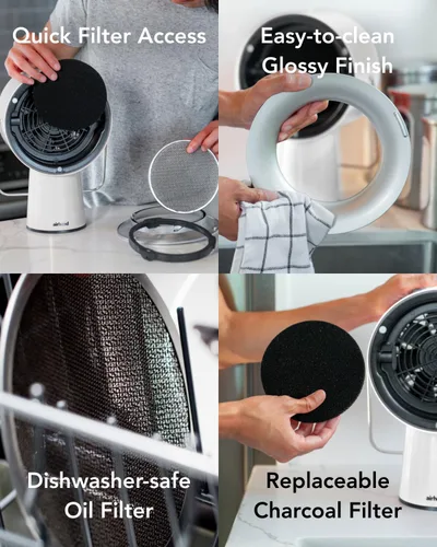 Miniatura 4 de AirHood Campana extractora con cable Extractor de cocina portátil con 2 filtros de aire de carbón activado y filtro de aceite de acero inoxidable