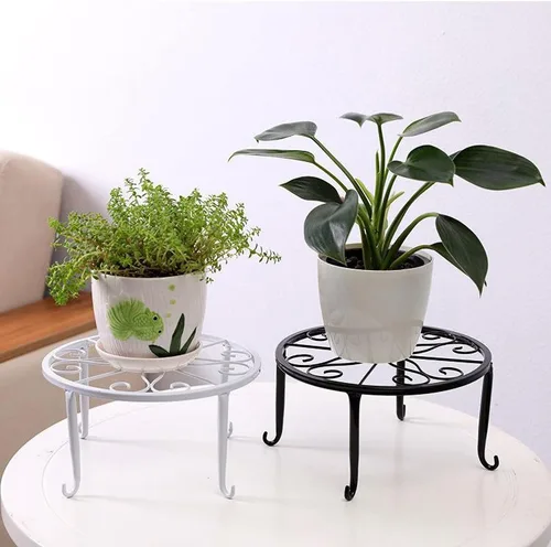 Miniatura 5 de Tosnail Paquete de 4 soportes de metal para plantas, estante de soporte para macetas, soportes para macetas, soporte para macetas de hierro