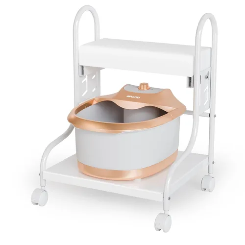 Miniatura 2 de OmySalon Carrito de pedicura, carrito de baño de pies, carrito de salón de altura ajustable con cojín de poliuretano, carrito portátil para manicura