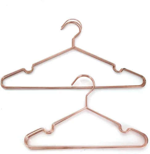 Miniatura 6 de Paquete de 60 perchas de 13 pulgadas para niños, color oro cobre rosa, con alambre de metal brillante, para almacenamiento y exhibición de camisas
