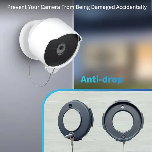 Miniatura 3 de Soporte antirrobo para Google Nest Cam (batería), cubierta protectora impermeable anticaída para cámara con cable de cadena de seguridad, accesorios