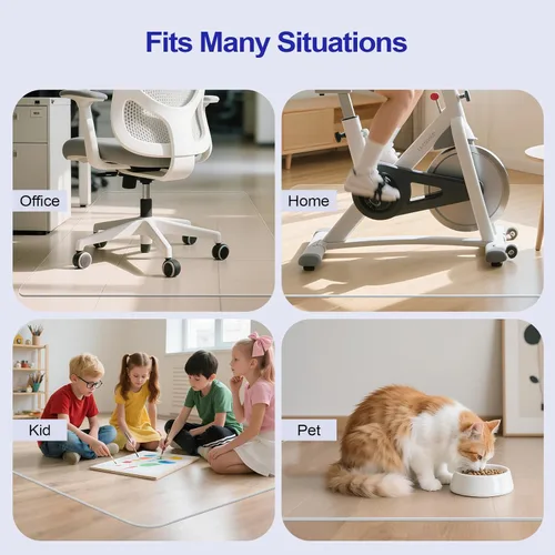 Miniatura 7 de Delamu Tapete para silla de oficina para suelo de madera dura, 30 x 48 pulgadas, tapete para silla de escritorio de oficina, PVC transparente
