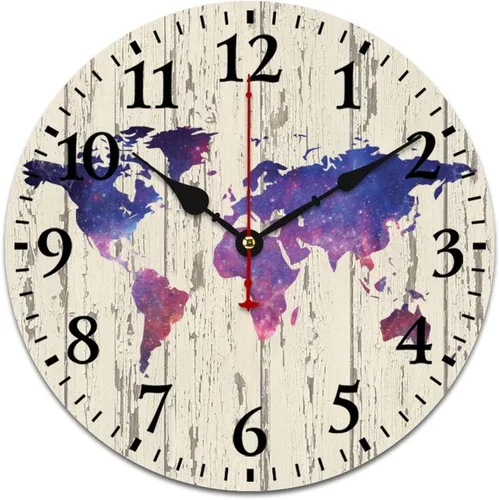 Miniatura 12 de Reloj de pared de madera con mapa del mundo antiguo, estilo nostálgico, Atlas histórico, diseño vintage, impresión de madera, reloj de pared