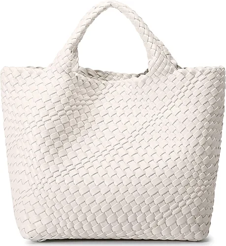 Miniatura 14 de Bolso tejido para mujer, bolso tote de cuero vegano grande para verano, playa, viaje, bolso de mano y cartera retro hecho a mano, bolso de hombro