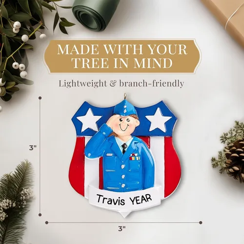Miniatura 4 de Adorno personalizado de la Fuerza Aérea 2026 Adornos de Navidad militares grabados con láser para árbol Insignia personalizada de la Fuerza