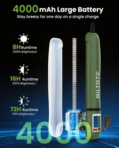 Miniatura 6 de Luces solares para campamento recargables, 4 modos de iluminación, lámpara inflable impermeable IP66 para senderismo, mochileros, supervivencia