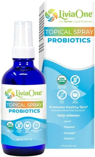 LiviaOne USDA Probióticos tópicos orgánicos para la salud de la piel | Probiótico Lactobacillus Acidophilus | Suplemento de salud intestinal y apoyo