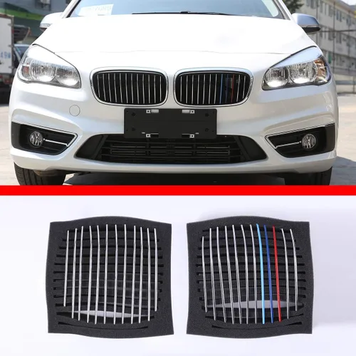 YIWANG ABS cromo brillante plata parte delantera rejilla inserción tiras cubierta parrilla 24 piezas para BMW Serie 2 218i F45 f46 2015-2018 Estilo 1