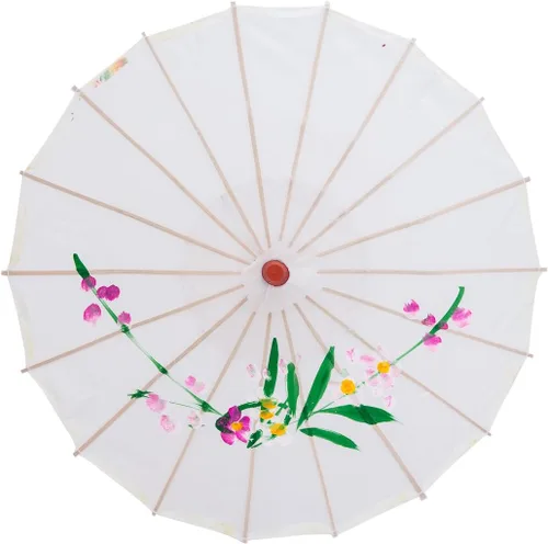 Sombrilla japonesa china de 22" para niños, para bodas, fotografía, disfraces, cosplay, decoración y otros eventos Blanco