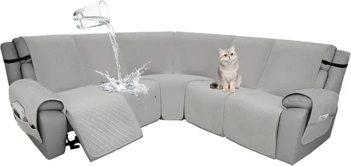 Miniatura 35 de Fundas de terciopelo 10% impermeables para sofá modular reclinable en forma de L, 1 pieza, fundas acolchadas para sofá reclinable esquinero, juego