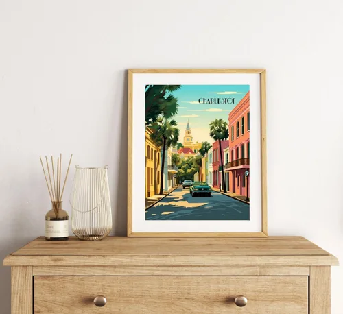 Miniatura 5 de Turnip Designs 8X10 sin marco Charleston Carolina del Sur Retro Ciudad Urbano Paisaje Arte Impresión Póster Ilustración Decoración del Hogar RC005