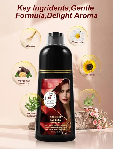 Miniatura 3 de Champú de Tinte de Cabello Vino Rojo 3 en 1, Tinte Natural para el Cabello para Cubrir el Cabello Gris, 400 ML
