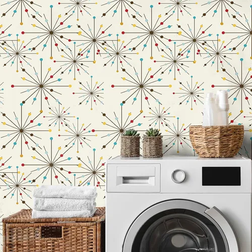 Miniatura 6 de MotiMind Papel Tapiz de Mediados del Siglo 15.75" x 118" Papel Tapiz Moderno de Mediados del Siglo Autoadhesivo y Extraíble Decoraciones de Pared
