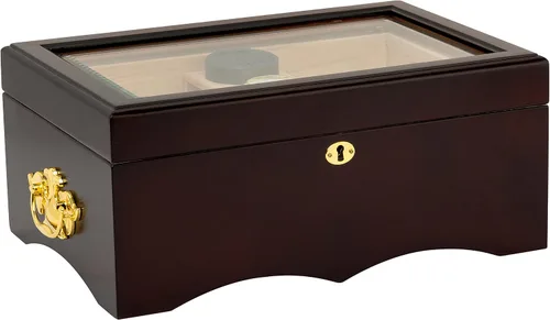 Miniatura 8 de Humidor Supreme Solana de escritorio para puros con cajón de accesorios, bandeja de cedro español y divisores Caja de almacenamiento para puros