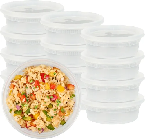 Miniatura 2 de Restaurantware -Asporto - Cajas para llevar de 8 onzas, 25 recipientes redondos para sopa para microondas - Tapas de plástico transparente