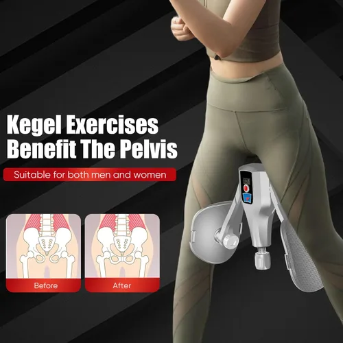 Miniatura 6 de Kegel Trainer - Entrenador multifunción de resistencia de 132 libras con correas para muslos, asas, bandas de resistencia y cuerda para saltar, Gris