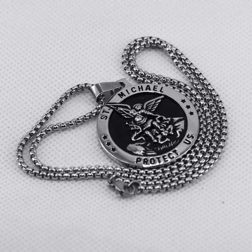 Miniatura 8 de enhong Collar de San Miguel de acero inoxidable con cadena