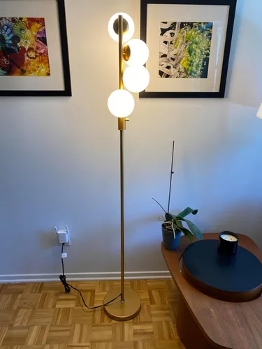 Miniatura 8 de Lightdot Lámpara de pie de globo regulable de 64 pulgadas (brillo ajustable), lámparas de pie doradas con 4 bombillas G9 de 3000 K, cuidado de ojos