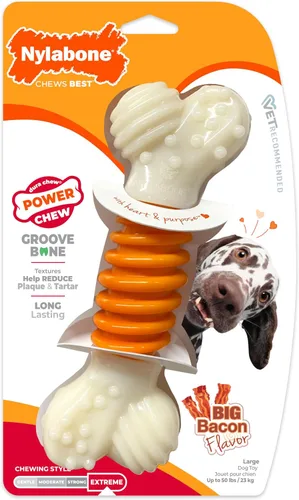 Miniatura 18 de Juguete para masticar Power Chew texturizado, duradero, con forma de hueso de Nylabone, combinación de sabores, tamaño mediano/Wolf (1 pieza)