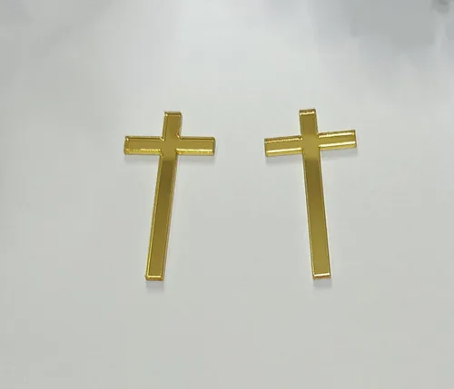 12 dijes para tartas de cruz, decoración de bautizo para tartas, confirmación de bautismo de acrílico delgado, decoración de pastel de cruz acrílica