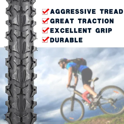 Miniatura 3 de Paquete de 2 neumáticos de bicicleta de 24 pulgadas/26 x 2.125 pulgadas, plegables, de repuesto para bicicleta de montaña Neumático sin tubo de 26"/1