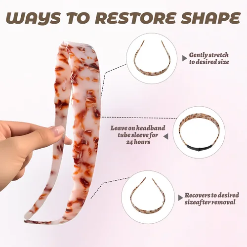 Miniatura 5 de Diademas de acetato para mujer - Diademas delgadas antideslizantes con dientes, diseño amigable con gafas, accesorios para el cabello estilo 90s