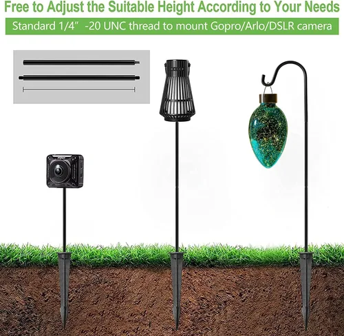 Miniatura 7 de NUNET Gancho de pastor para comedero de pájaros, colgadores de plantas de aluminio de 33 pulgadas, soporte de antorcha Tiki desmontable para jardín