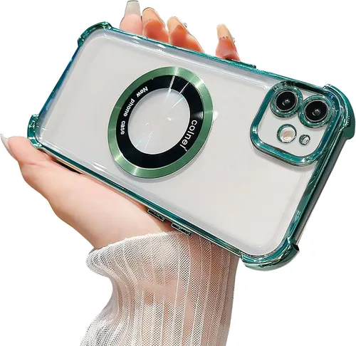 Miniatura 43 de Funda magnética transparente para iPhone 14 Plus, lujo brillante en las cuatro esquinas, protección de grado militar a prueba de golpes