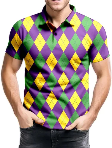 Miniatura 13 de Camisa de golf de los años 80 para hombre, ajuste seco, manga corta, estampada, divertidas, camisas de golf de los años 90 para hombre